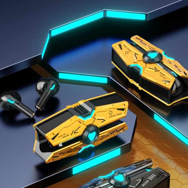 WEKOME VB06 Mecha Series - V5.3 TWS Trådløse Bluetooth-øretelefoner med opladningsetui (gul)