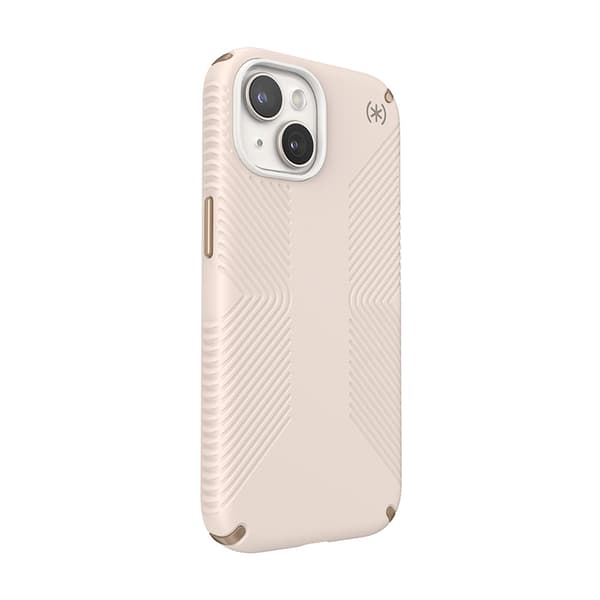 Speck Presidio2 Grip - iPhone 15 / iPhone 14 / iPhone 13 etui (bleget knogle / arvestykke guld / hasselbrun)