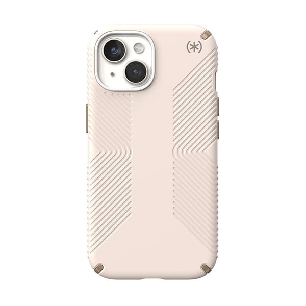 Speck Presidio2 Grip - iPhone 15 / iPhone 14 / iPhone 13 etui (bleget knogle / arvestykke guld / hasselbrun)