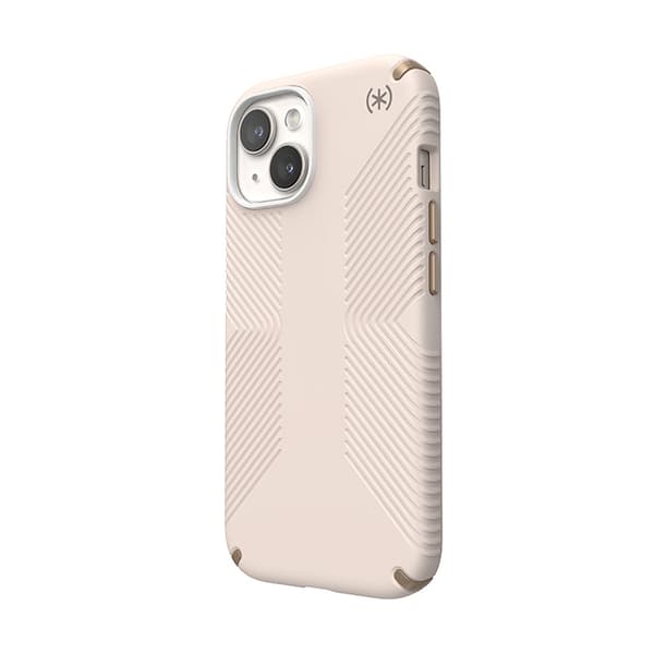Speck Presidio2 Grip - iPhone 15 / iPhone 14 / iPhone 13 etui (bleget knogle / arvestykke guld / hasselbrun)