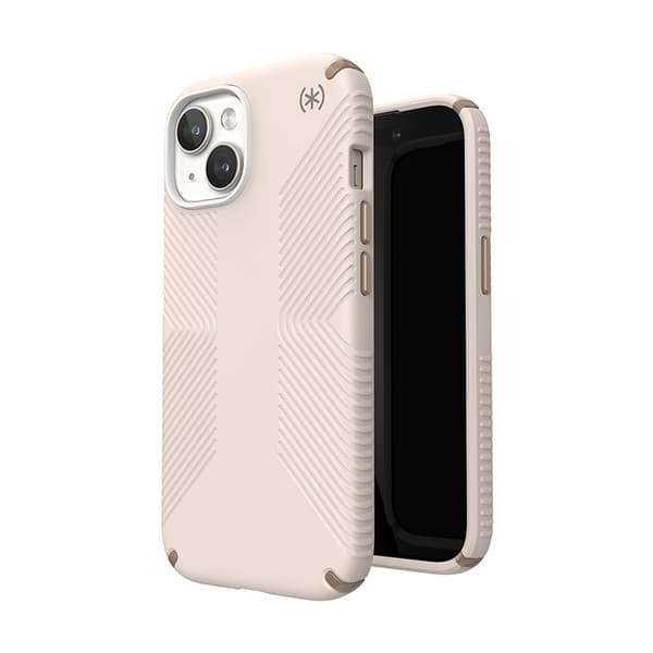 Speck Presidio2 Grip - iPhone 15 / iPhone 14 / iPhone 13 etui (bleget knogle / arvestykke guld / hasselbrun)