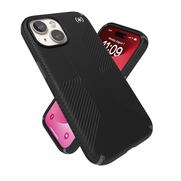 Speck Presidio2 Grip Magsafe - iPhone 15 / iPhone 14 / iPhone 13 kotelo (musta / liuskeharmaa / valkoinen)