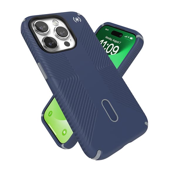 Speck Presidio2 Grip ClickLock & MagSafe - iPhone 15 Pro-cover (kystblå/støvgrå)