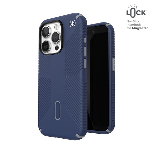 Speck Presidio2 Grip ClickLock & MagSafe - iPhone 15 Pro-cover (kystblå/støvgrå)