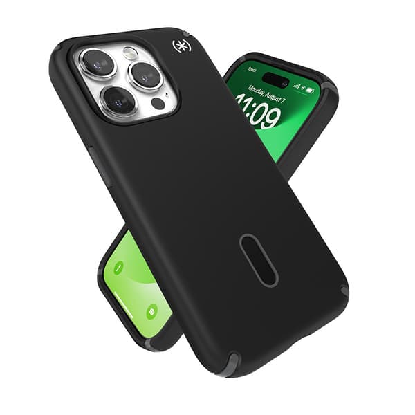 Speck Presidio2 Pro ClickLock & MagSafe - iPhone 15 Pro -kuori (musta / liuskeharmaa / valkoinen)