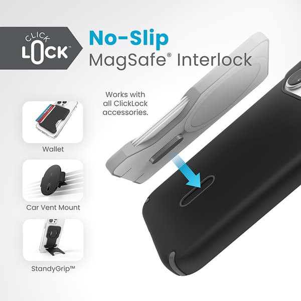 Speck Presidio2 Pro ClickLock & MagSafe - iPhone 15 Pro -kuori (musta / liuskeharmaa / valkoinen)