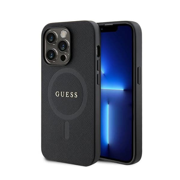 Guess Saffiano MagSafe - iPhone 15 Pro -kotelo (musta)