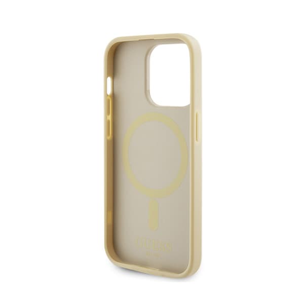 Guess Saffiano MagSafe - iPhone 15 Pro etui (guld)