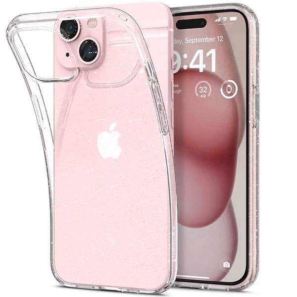 Spigen Liquid Crystal Glitter - iPhone 15 cover (gennemsigtig)