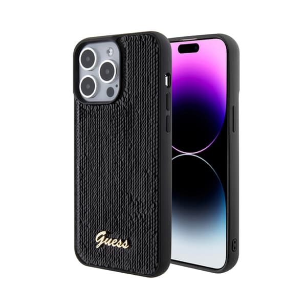 Guess Sequin Script Metal - iPhone 15 Pro Max etui (sort)