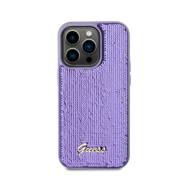 Guess Sequin Script Metal - iPhone 15 Pro Max etui (lilla)