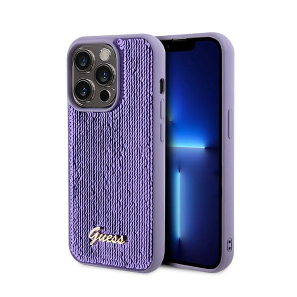 Guess Sequin Script Metal - iPhone 15 Pro Max etui (lilla)