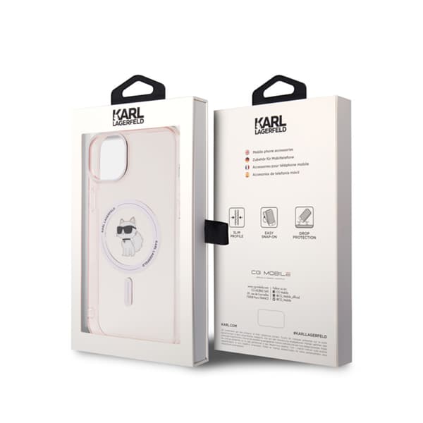 Karl Lagerfeld IML Choupette MagSafe - iPhone 15 Plus -kotelo (vaaleanpunainen)