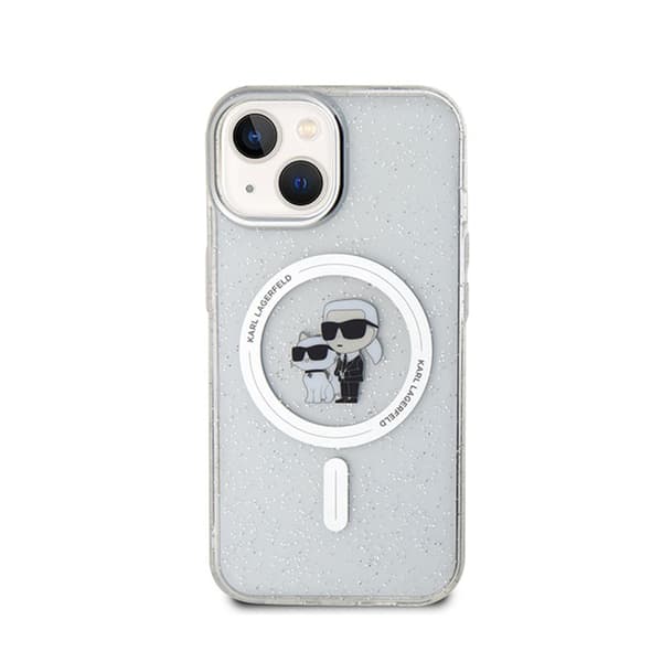 Karl Lagerfeld Karl & Choupette Glitter Magsafe - iPhone 15 -kotelo (läpinäkyvä)