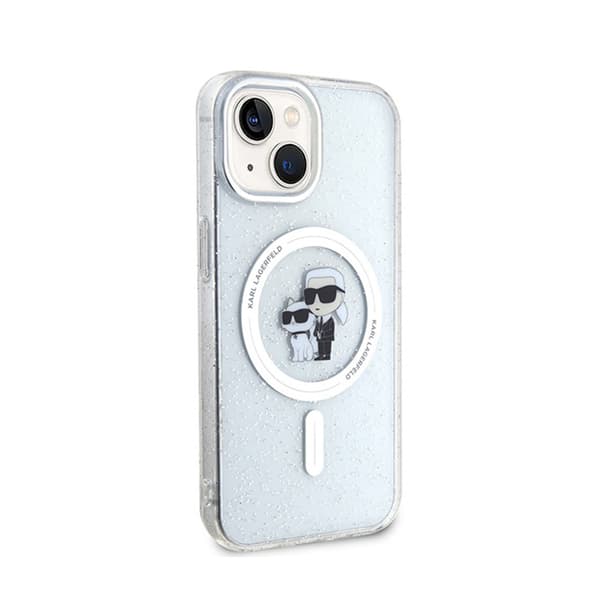Karl Lagerfeld Karl & Choupette Glitter Magsafe - iPhone 15 -kotelo (läpinäkyvä)