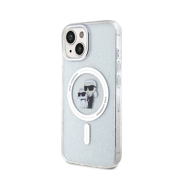 Karl Lagerfeld Karl & Choupette Glitter Magsafe - iPhone 15 -kotelo (läpinäkyvä)