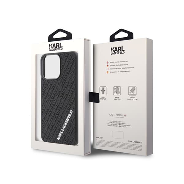 Karl Lagerfeld 3D Rubber Multi Logo - iPhone 15 Pro Max -kotelo (musta)