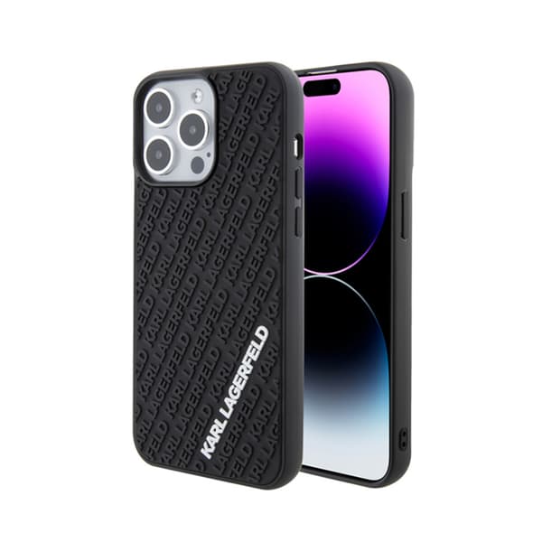 Karl Lagerfeld 3D Rubber Multi Logo - iPhone 15 Pro Max -kotelo (musta)