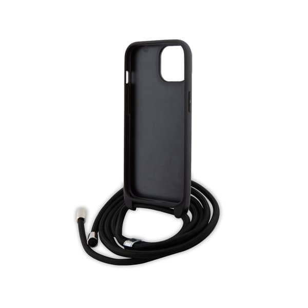 Karl Lagerfeld Crossbody Saffiano metallstift Karl & Choupette - iPhone 15 Plus-fodral (svart)