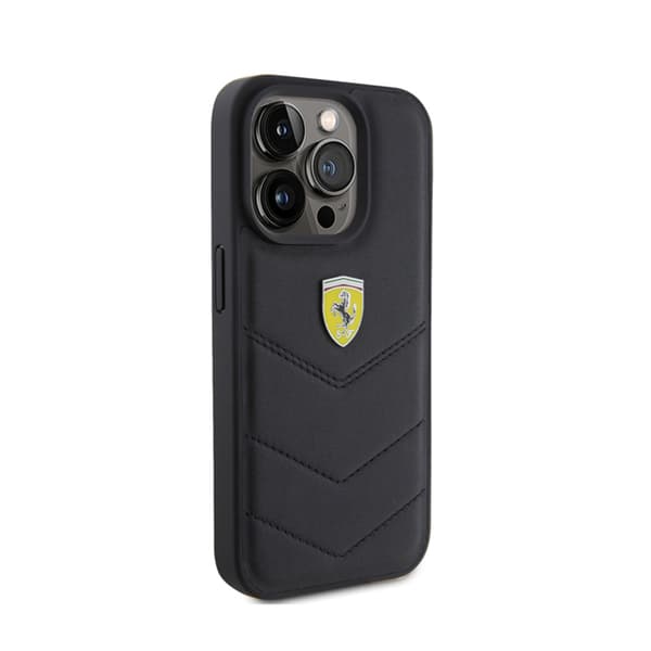Ferrari tikattu metallilogo - iPhone 15 Pro -kuori (musta)