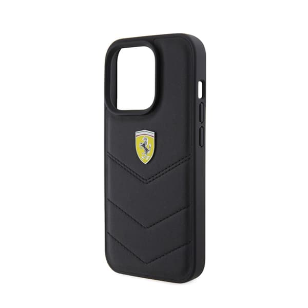 Ferrari tikattu metallilogo - iPhone 15 Pro -kuori (musta)