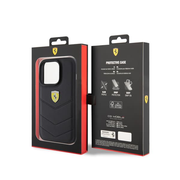 Ferrari tikattu metallilogo - iPhone 15 Pro -kuori (musta)