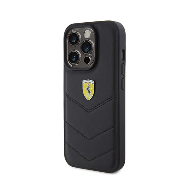 Ferrari tikattu metallilogo - iPhone 15 Pro -kuori (musta)