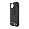 Miniatyrbillede 6 af 8: BMW Læder Carbon Blue Line - iPhone 15 Plus etui (sort)