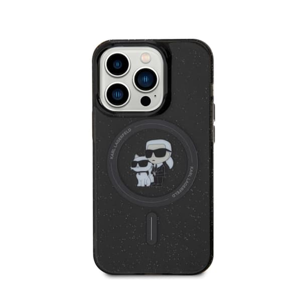 Karl Lagerfeld Karl & Choupette Glitter Magsafe - iPhone 15 Pro -kotelo (musta)