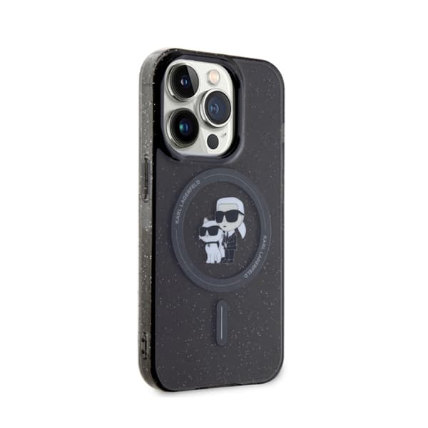 Karl Lagerfeld Karl & Choupette Glitter Magsafe - iPhone 15 Pro -kotelo (musta)