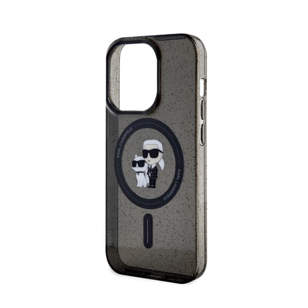 Karl Lagerfeld Karl & Choupette Glitter Magsafe - iPhone 15 Pro -kotelo (musta)