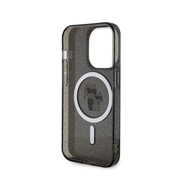 Karl Lagerfeld Karl & Choupette Glitter Magsafe - iPhone 15 Pro -kotelo (musta)