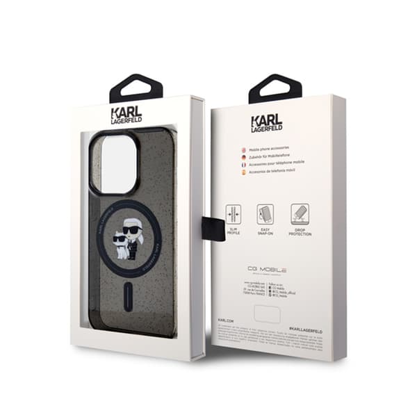 Karl Lagerfeld Karl & Choupette Glitter Magsafe - iPhone 15 Pro -kotelo (musta)