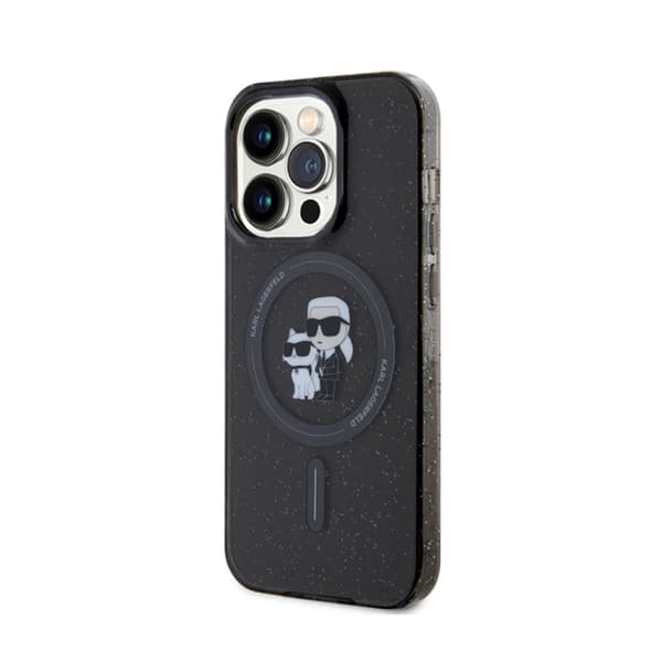 Karl Lagerfeld Karl & Choupette Glitter Magsafe - iPhone 15 Pro -kotelo (musta)