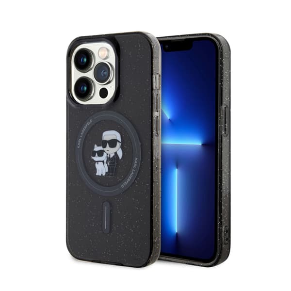 Karl Lagerfeld Karl & Choupette Glitter Magsafe - iPhone 15 Pro -kotelo (musta)
