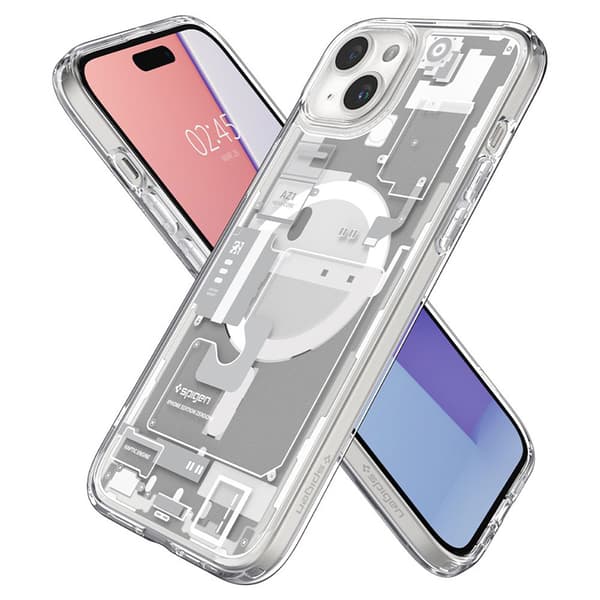 Spigen Ultra Hybrid Mag MagSafe - kotelo iPhone 15 Plus -puhelimelle (Zero One White)