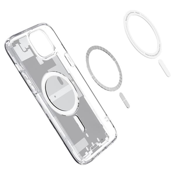Spigen Ultra Hybrid Mag MagSafe - kotelo iPhone 15 Plus -puhelimelle (Zero One White)