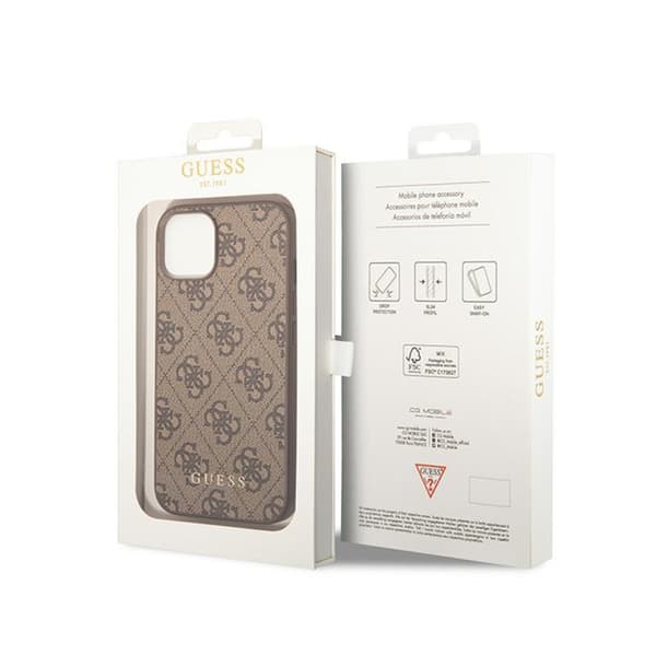 Guess 4G Metal Guld Logo - iPhone 15 Plus Cover (Brun)