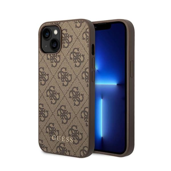 Guess 4G Metal Guld Logo - iPhone 15 Plus Cover (Brun)