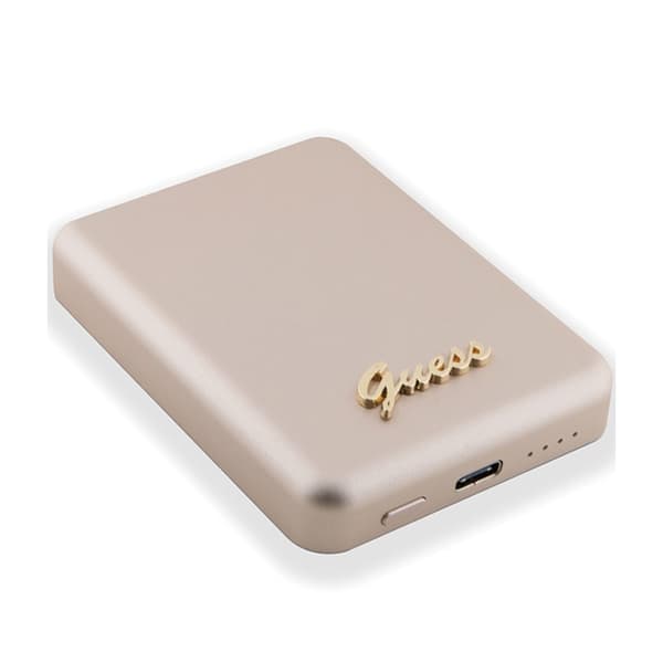 Guess Metal Script Logo MagSafe - Induktion Power Bank 3000 mAh 5W MagSafe (guld)