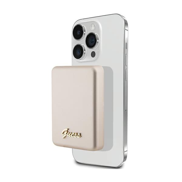 Guess Metal Script Logo MagSafe - Induktion Power Bank 3000 mAh 5W MagSafe (guld)