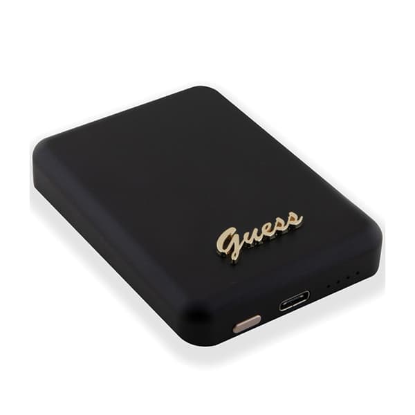 Guess Metal Script Logo MagSafe - Induktion Power Bank 5000 mAh 15W MagSafe (sort)