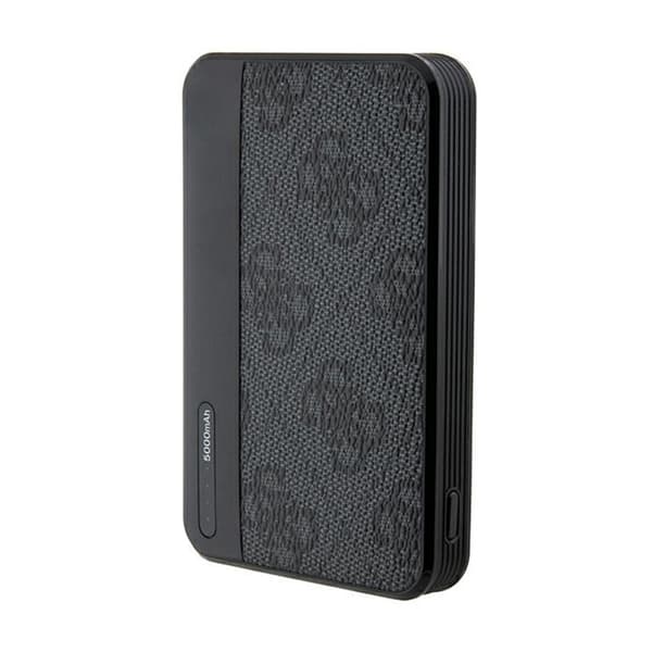 Guess 4G læder metallogo - Power Bank 5000 mAh 15W (sort)