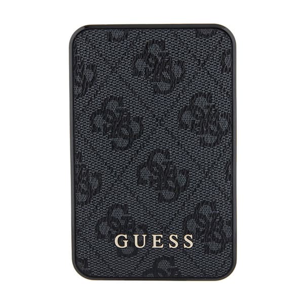 Guess 4G læder metallogo - Power Bank 5000 mAh 15W (sort)