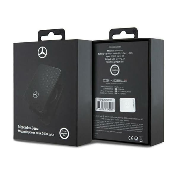 Mercedes Stars Pattern MagSafe - Induktiovirtalähde 3000 mAh 5W MagSafe (musta)
