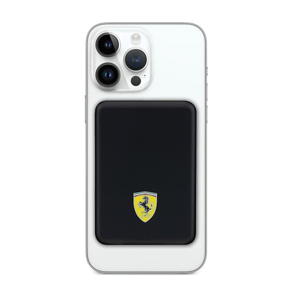 Ferrari Metal Logo MagSafe - Induktiovirtalähde 5000 mAh 15W MagSafe (musta)