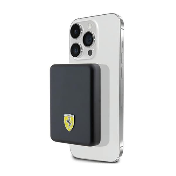 Ferrari Metal Logo MagSafe - Induktiovirtalähde 5000 mAh 15W MagSafe (musta)