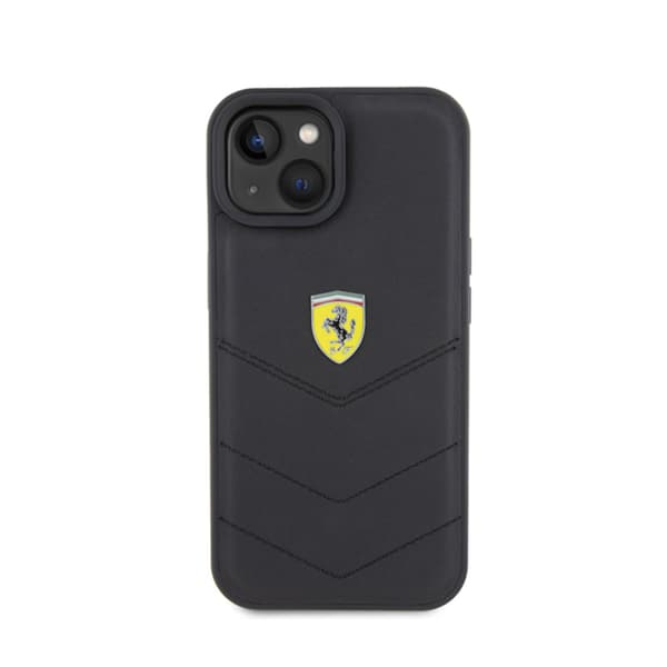 Ferrari tikattu metallilogo - iPhone 15 -kotelo (musta)