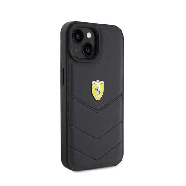 Ferrari tikattu metallilogo - iPhone 15 -kotelo (musta)