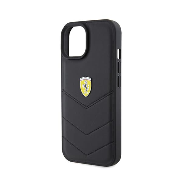 Ferrari tikattu metallilogo - iPhone 15 -kotelo (musta)